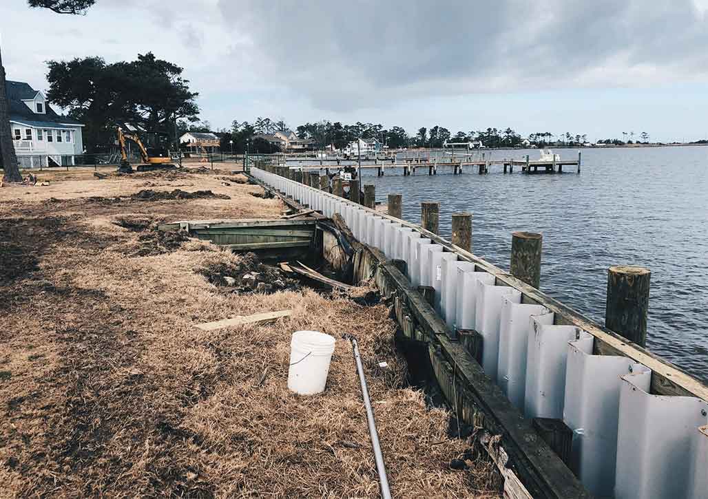 Waterfront property on the Outer Banks gets a new bulkhead to protect the shoreline